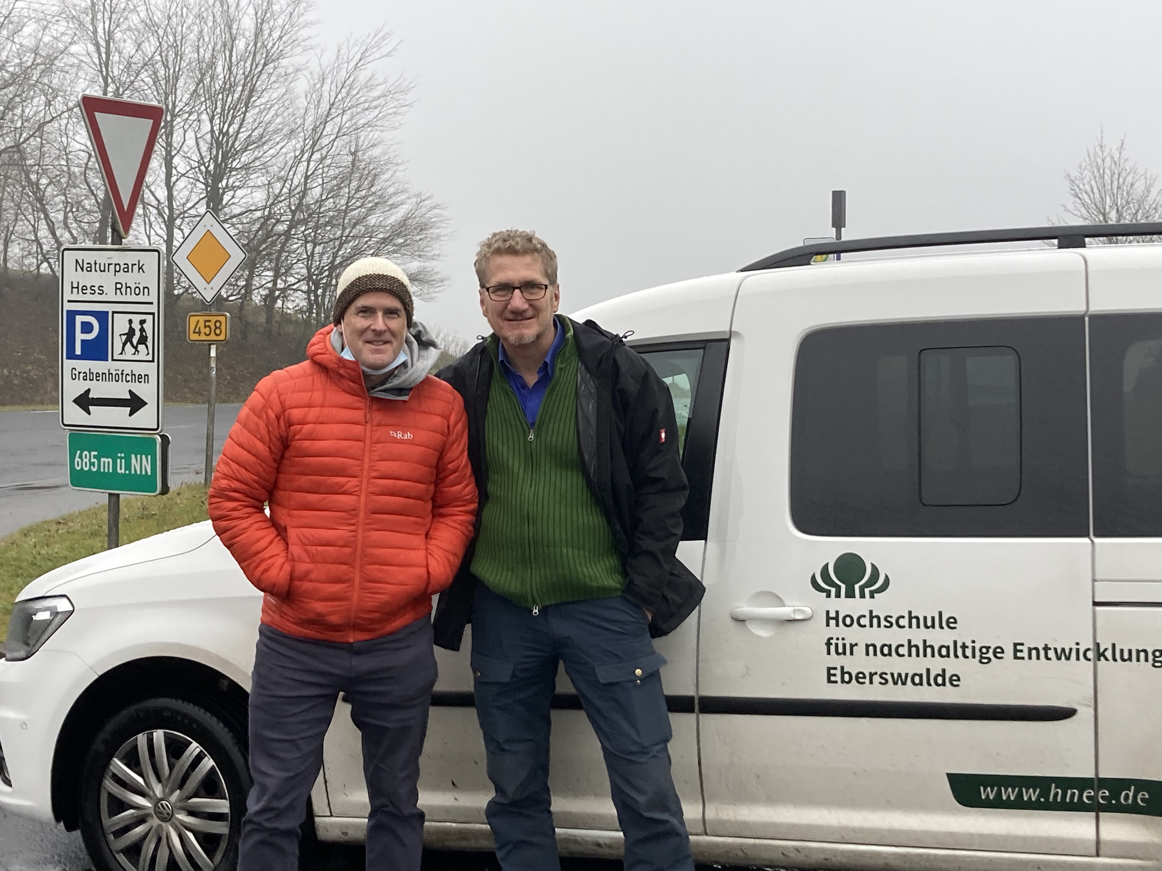 In this picture, Jim Robson and Uli Gräbener pause on a tour through the Rhön Biosphere Reserve.