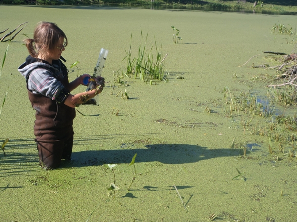 Raea Gooding samples a reservoir