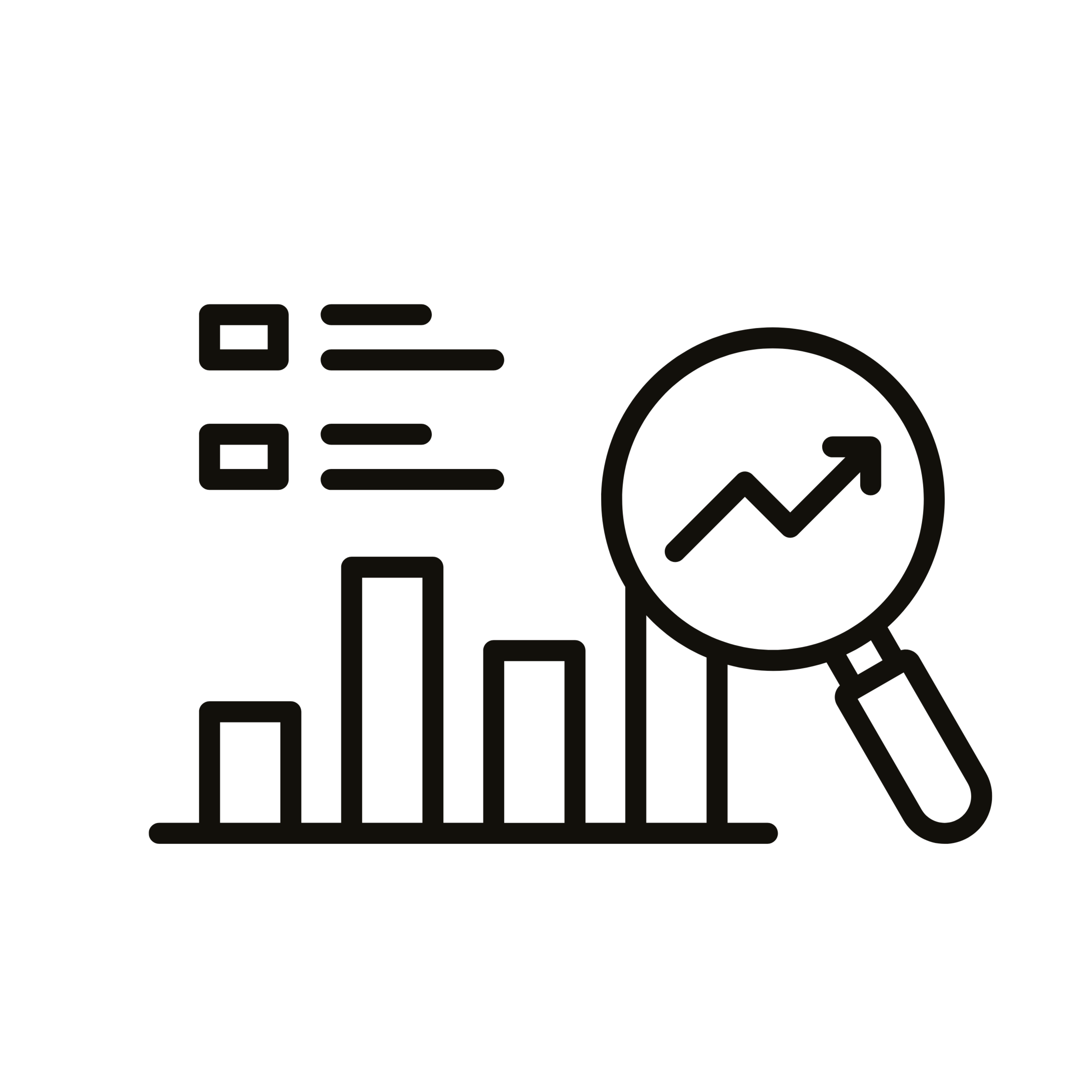 magnifying glass pointing at data