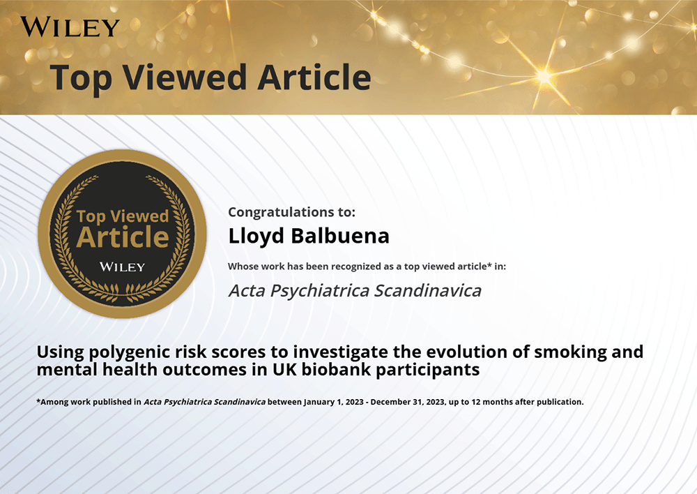Lloyd Balbuena Wiley Top Viewed Article