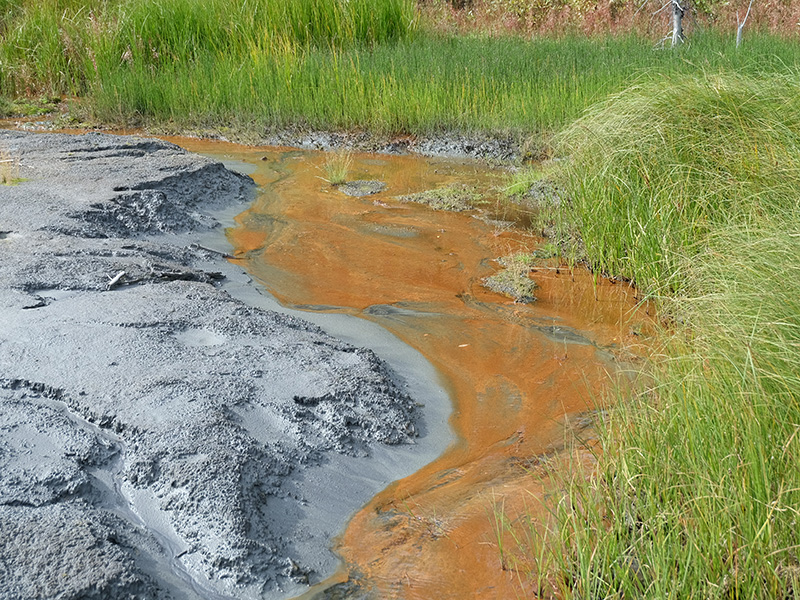 Acid mine drainage, Whitehorse Copper Belt, Yukon, Canada.