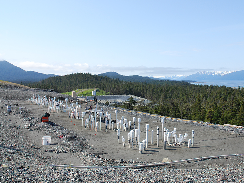 Field experiments on passive mine water treatment at Greens Creek Mine, Alaska, USA.