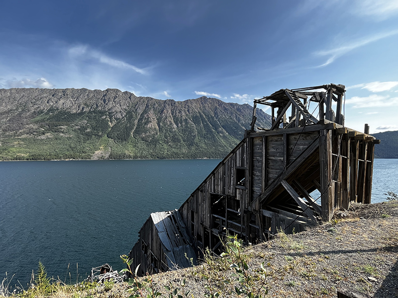 Ore loading structure at former Venus Silver Mine, Tagish Lake, Yukon, Canada.
