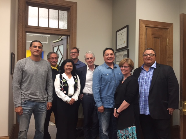 People in the photo include:  Councilor Steven Johnston, Mr. Anthony Johnston, Dr. Jackie Ottmann, Mr. Lee Ahenakew (he wasn’t at the meeting, but joined after),  President Peter Stoicheff, Chief Daryl Watson, Dr. Maureen Reed, Mr. Robert Daniels.