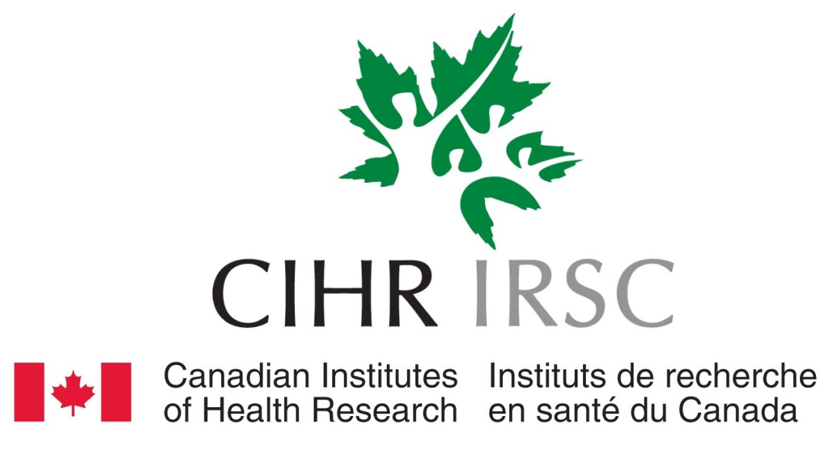 CHIR logo. A green maple leaf with two outlines of people superimposed, underneath is CIHR|IRSC and underneath that is the Canadian flag to the left of Canadian Institutes of Health Research and Les Instituts de recherche en santé du Canada